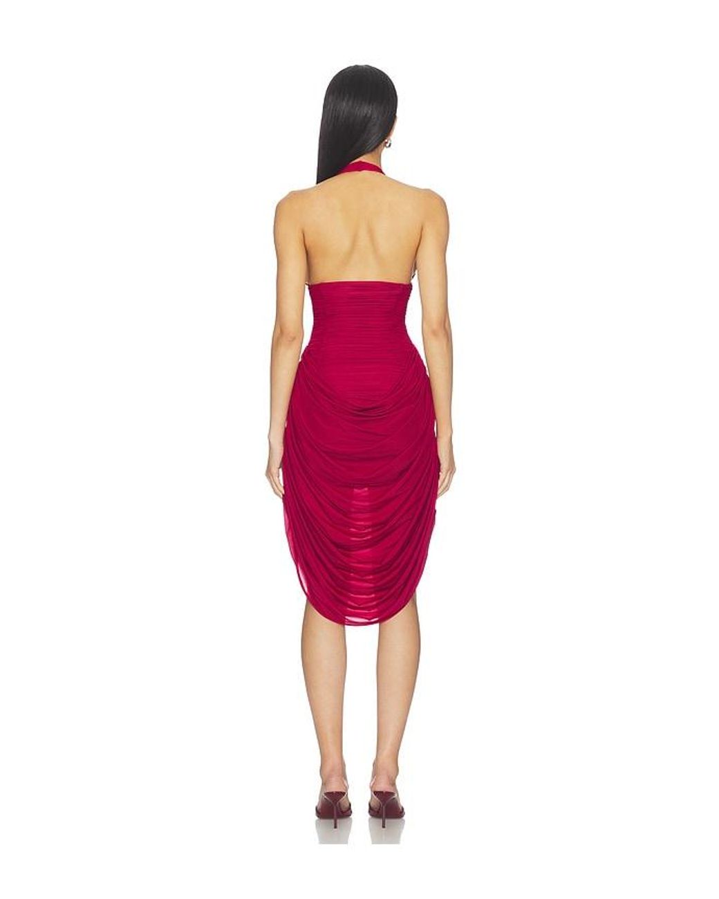 Maygel Coronel Red Drape Midi Dress