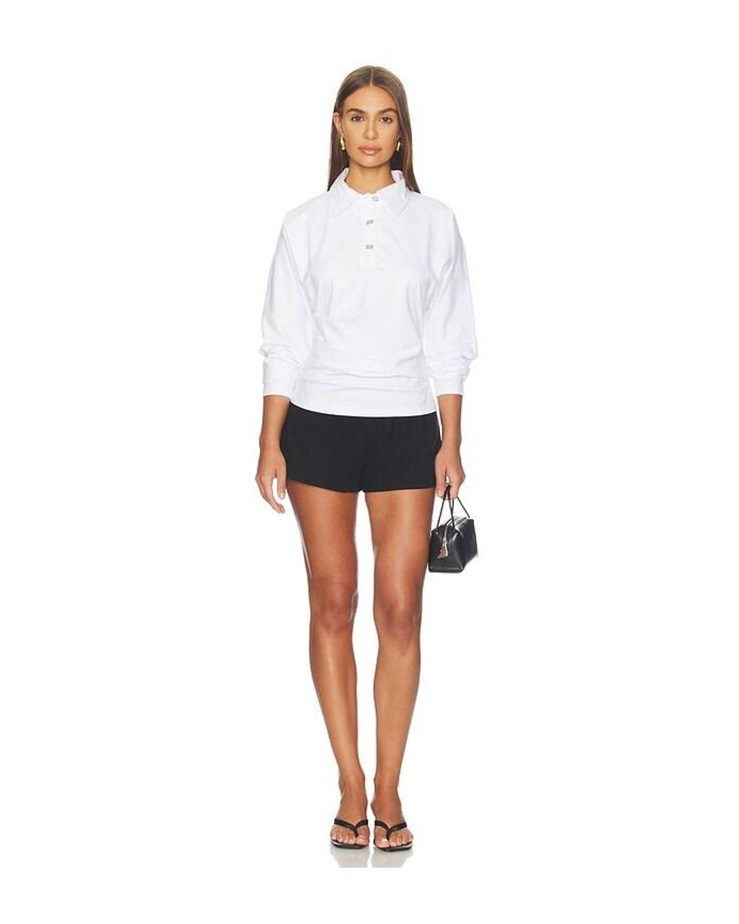 Ganni White Heavy Stretch Jersey Draped Polo