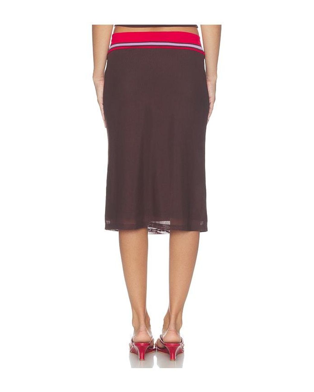 Tiger Mist Red Serah Midi Skirt