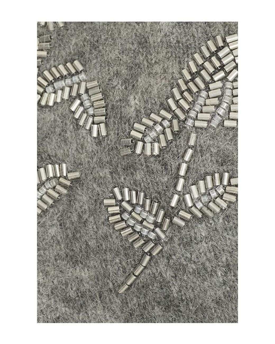 Markgong Gray Beaded Mohair Knit Cardigan