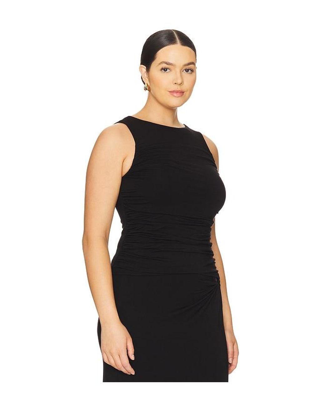 GOOD AMERICAN Black Ruched Tank Top