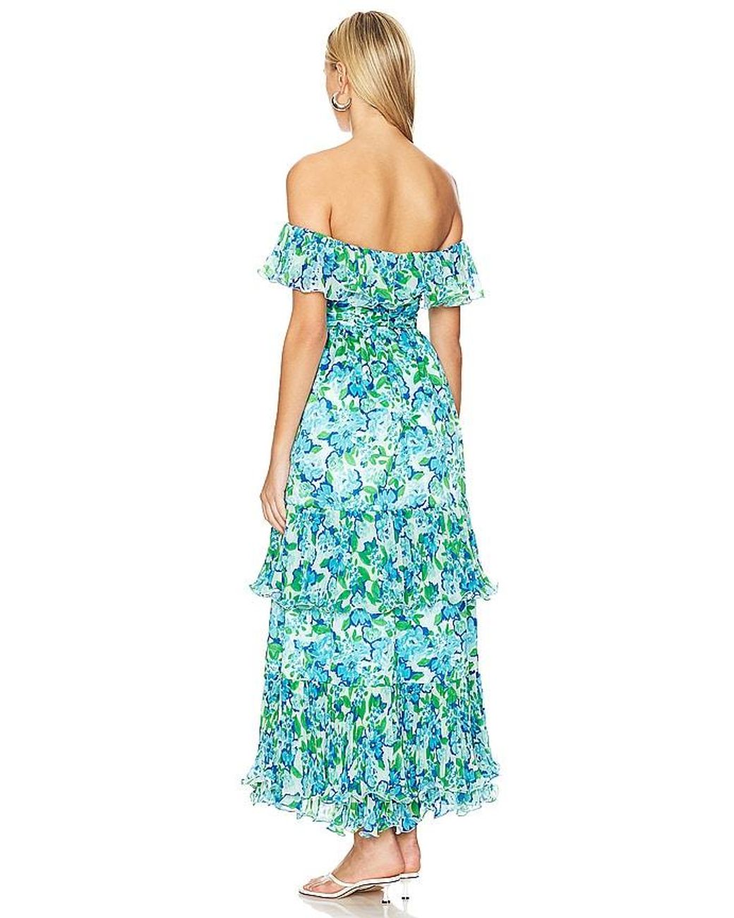 AMUR Blue Pia Pleated Midi Dress