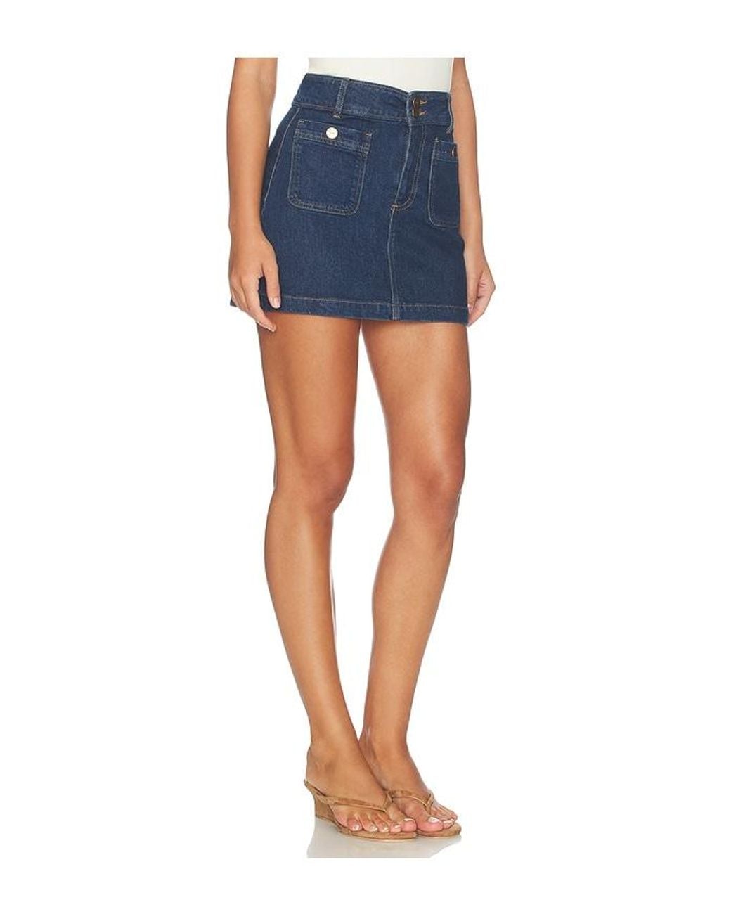 PAIGE Blue Janelle Skirt With Patch Pockets Skirt