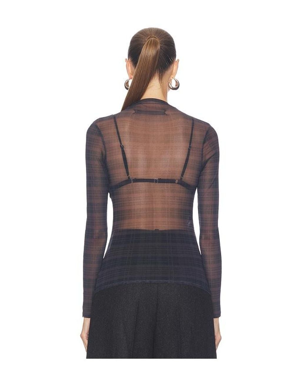 Enza Costa Multicolor Mesh Longsleeve Twist Top