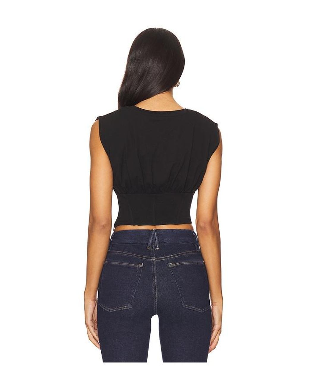 GOOD AMERICAN Black Sleeveless Corset Top