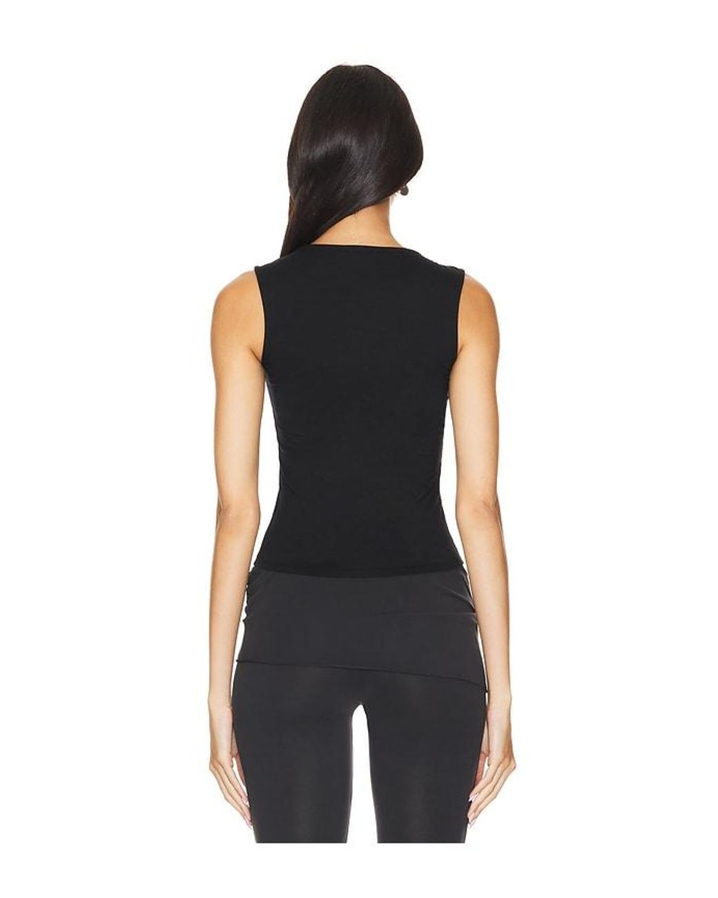 geel Black Modal Drawstring Neck Top