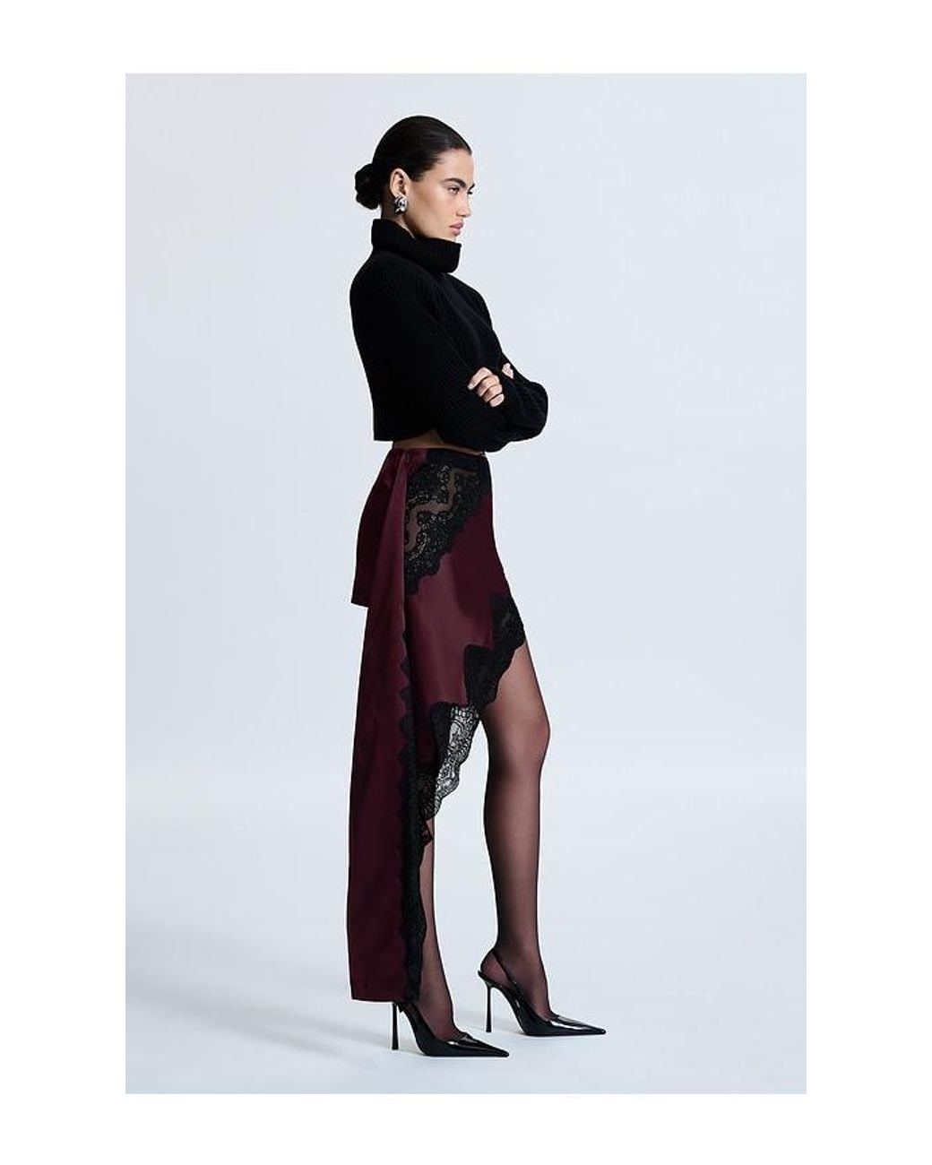 REVOLVE LOS ANGELES Black Roseline Asymmetric Skirt