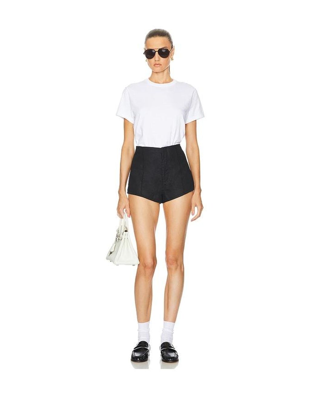 Helsa Black Washed Linen Micro Short