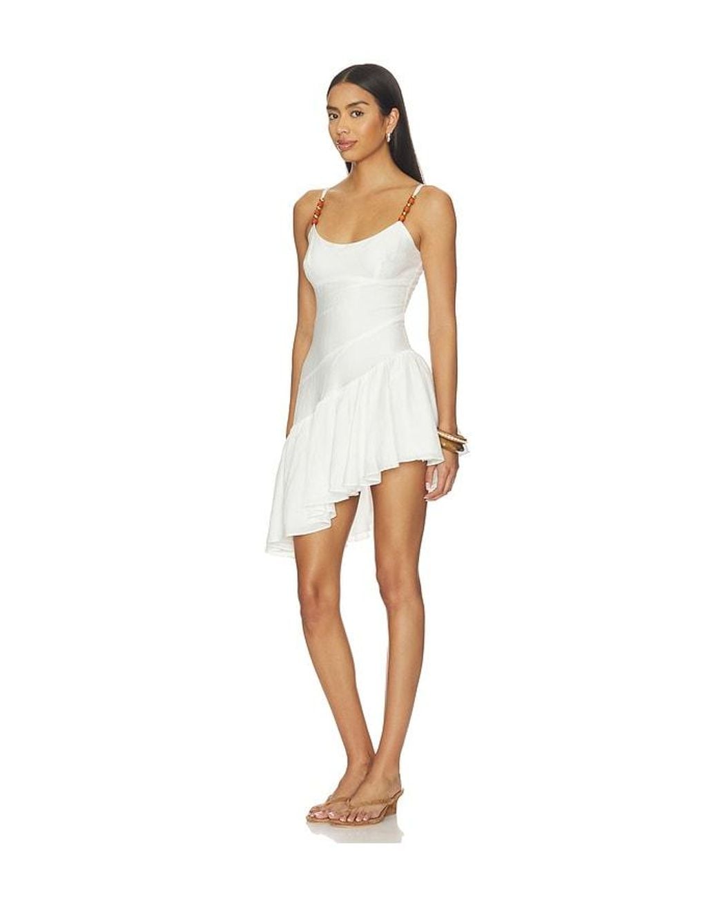 MORE TO COME White Mahika Asymmetrical Mini Dress
