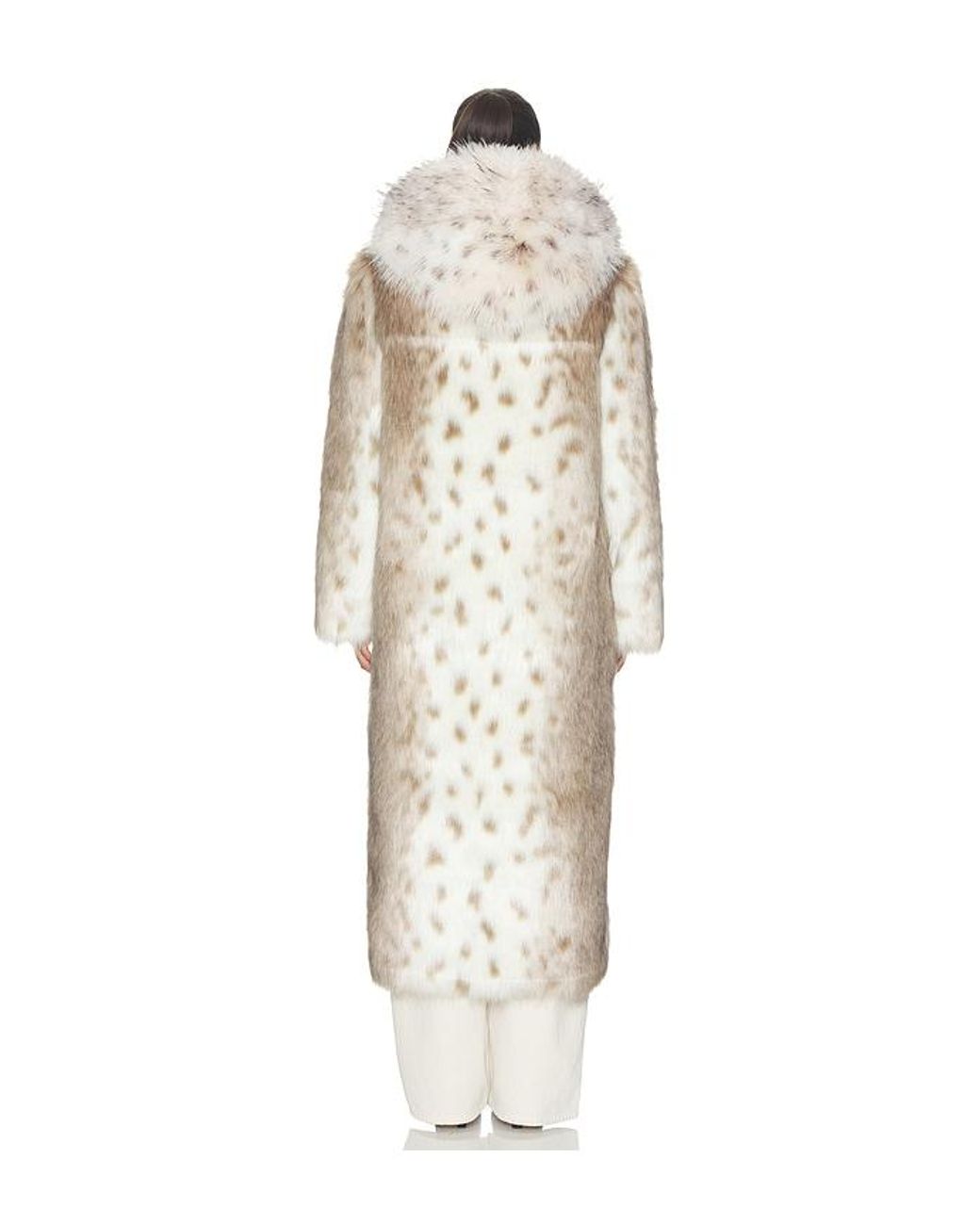 DUCIE White Dina Long Faux Fur Coat