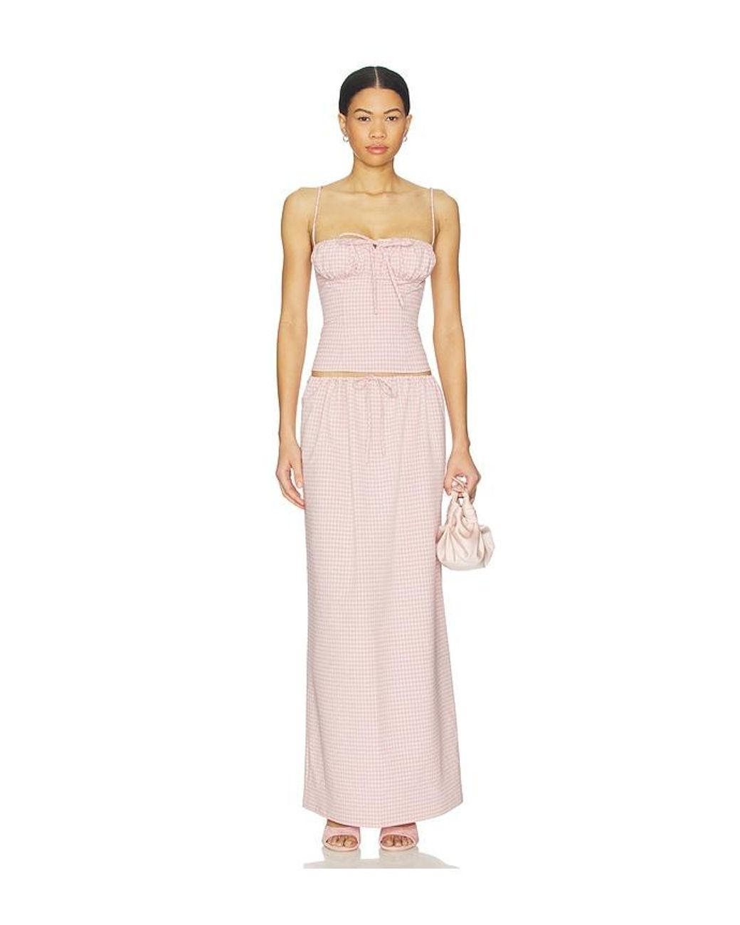 MORE TO COME Pink Luciya Drawstring Maxi Skirt