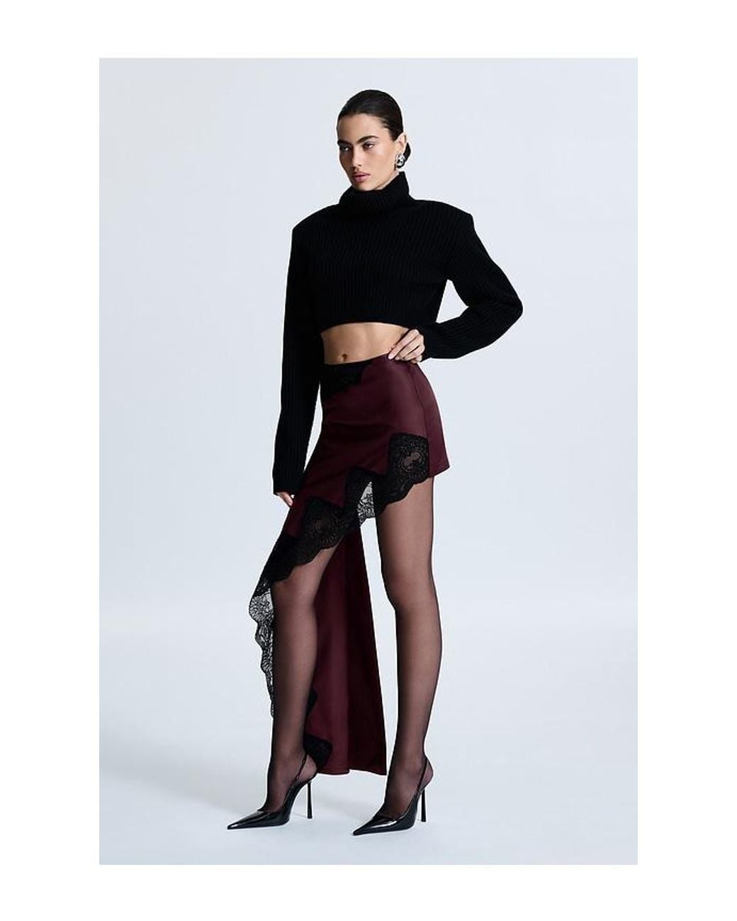 REVOLVE LOS ANGELES Black Roseline Asymmetric Skirt