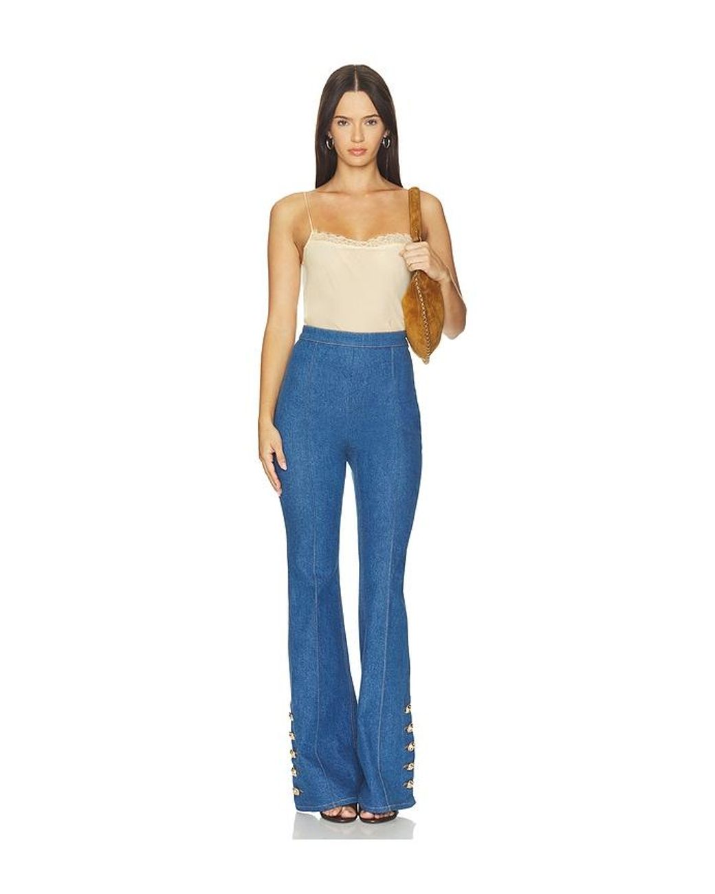 Nadine Merabi Blue Charlotte Vintage Wash Denim Trousers