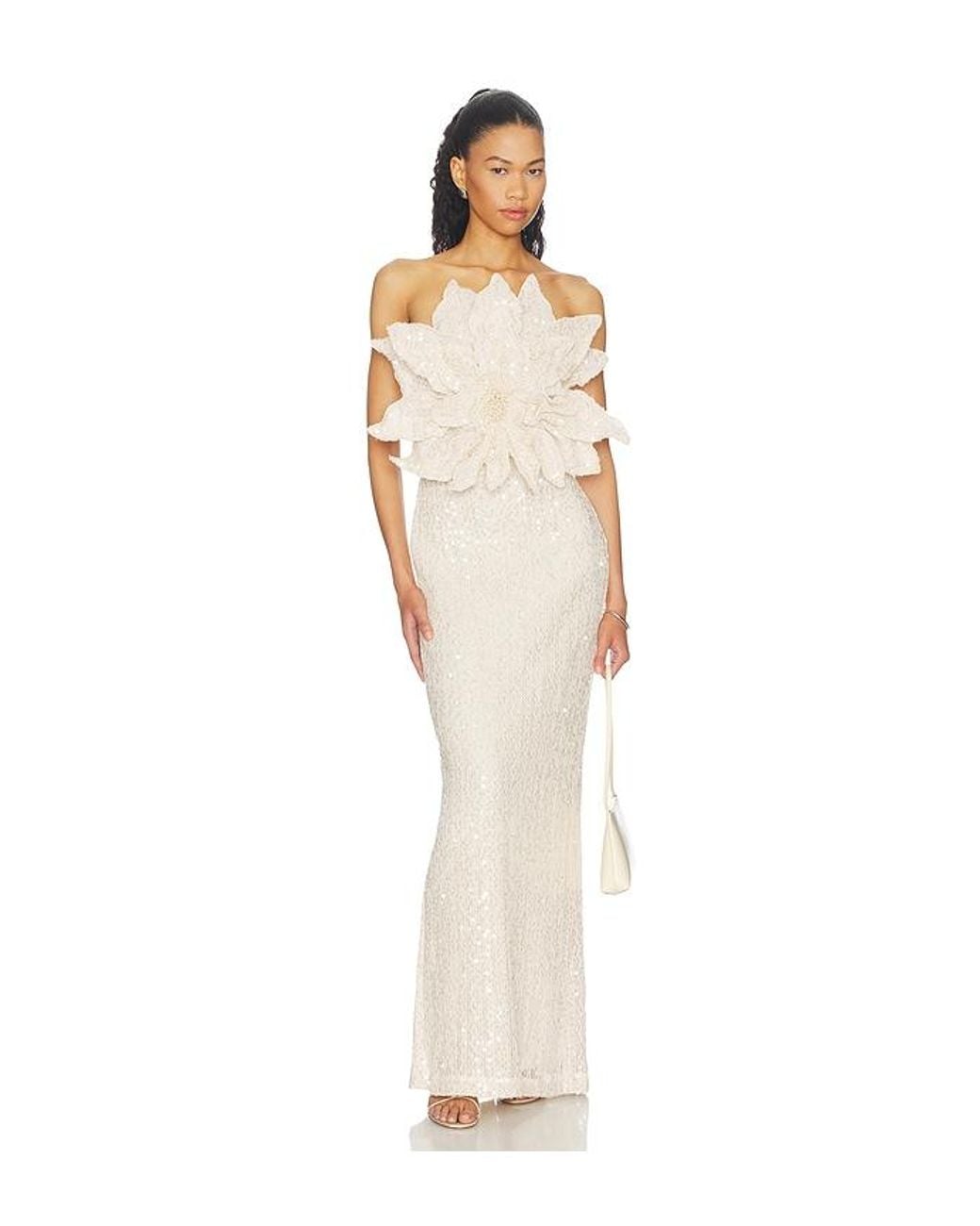 PATBO White Lara Crochet Flower Maxi Dress