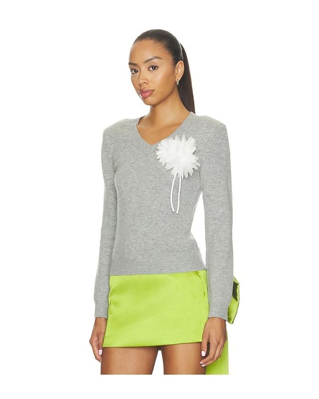 Self-Portrait Green Flower Wool Jumper