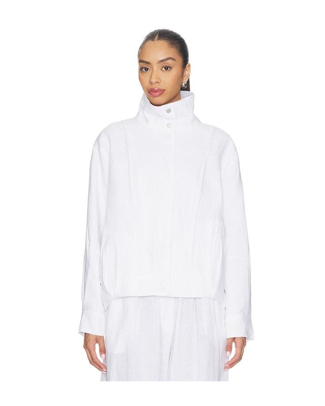 AEXAE White Linen Bomber Jacket