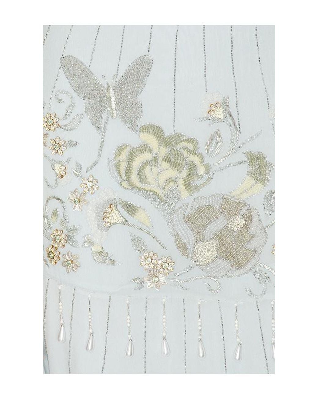 La Fuori White Aquamarine Frosted Bloom Midi Dress