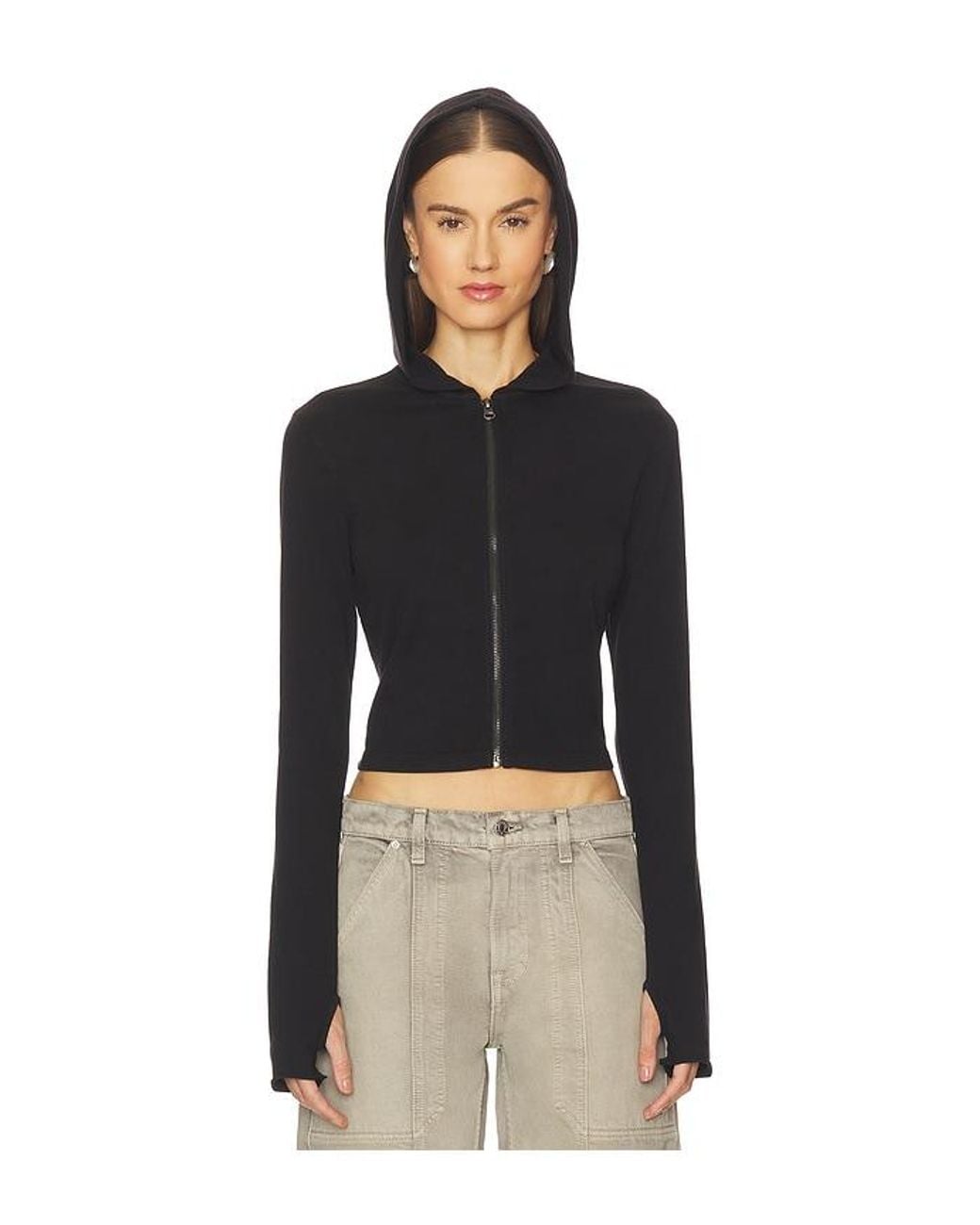 GRLFRND Black Shrunken Zip Hoodie
