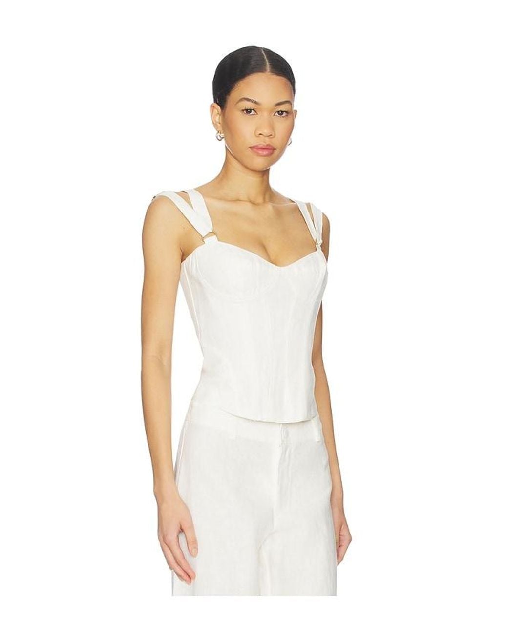 Bardot White Serafina Linen Corset Top