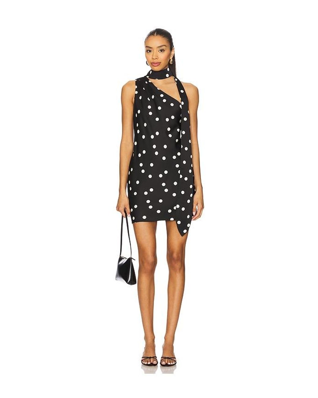 Line & Dot Black Gloss Scarf Mini Dress