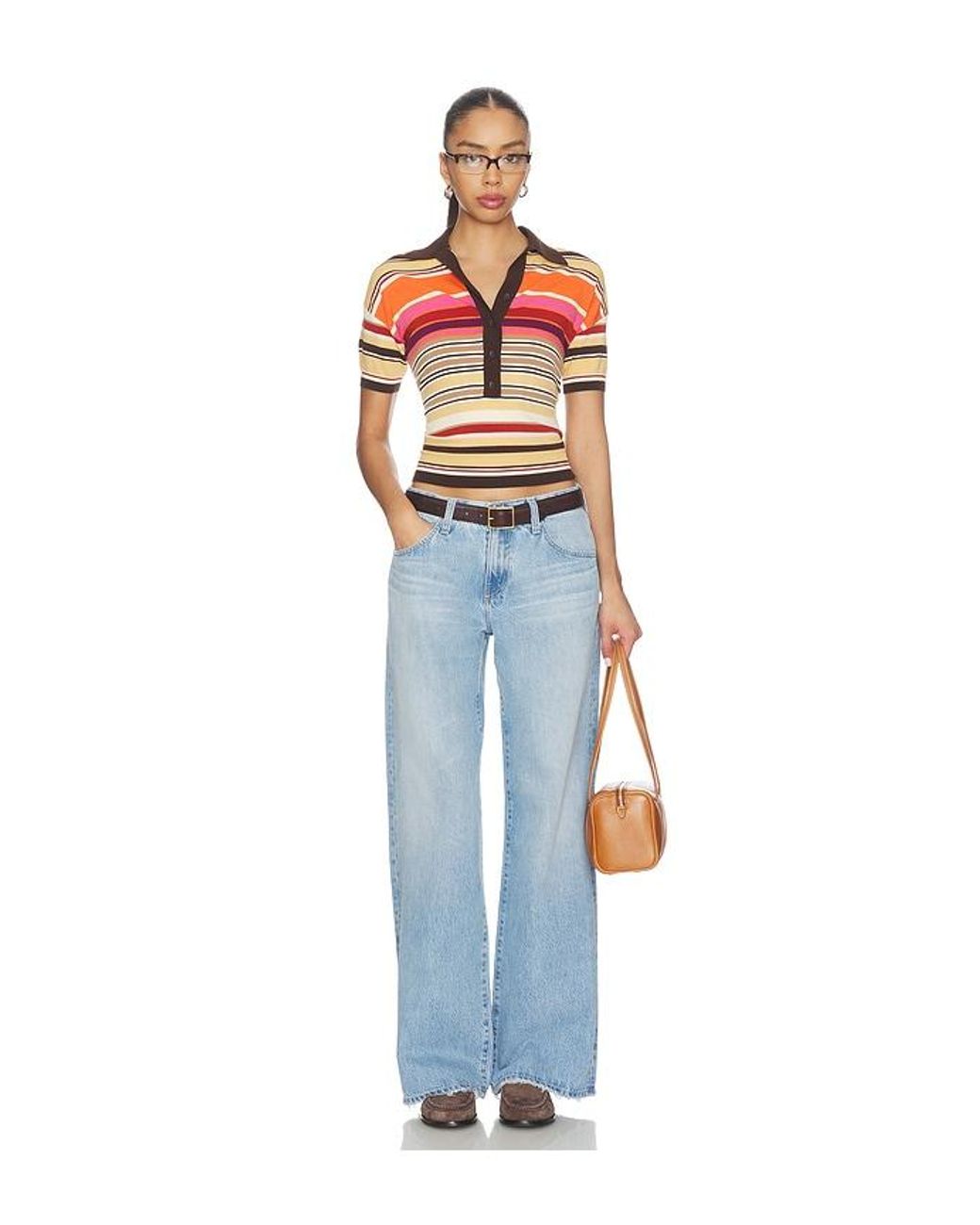 AG Jeans Blue Adria Low Rise Wide Leg Jeans