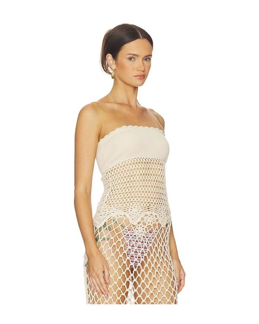 Frankie's Bikinis Natural Star Crochet Blouse