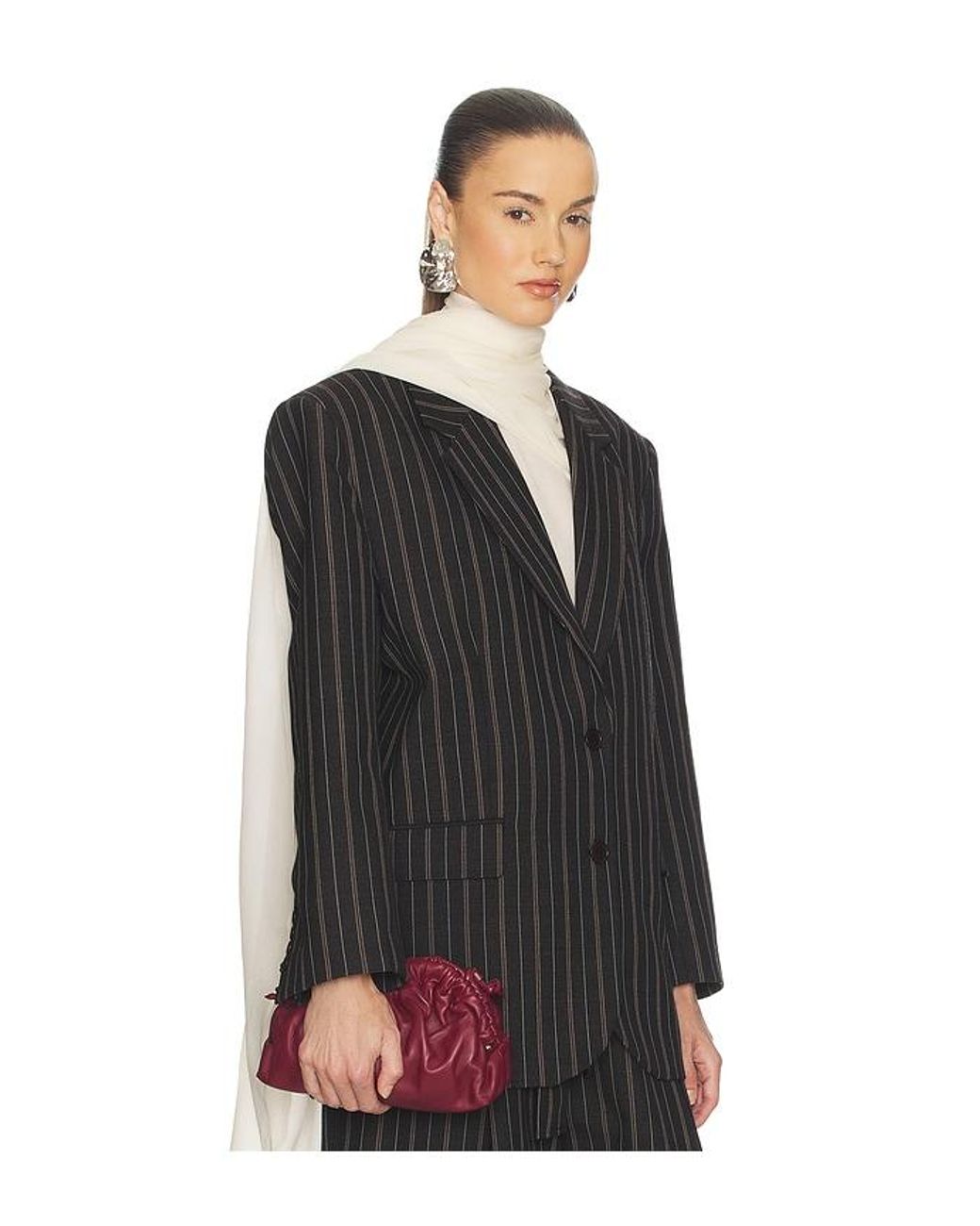 Helsa Black Stripe Twill Boyfriend Blazer
