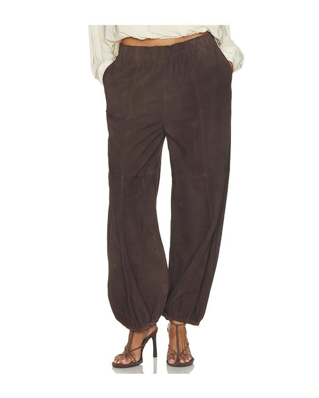 Herskind Brown Sylvia Suede Mid Waist Pants