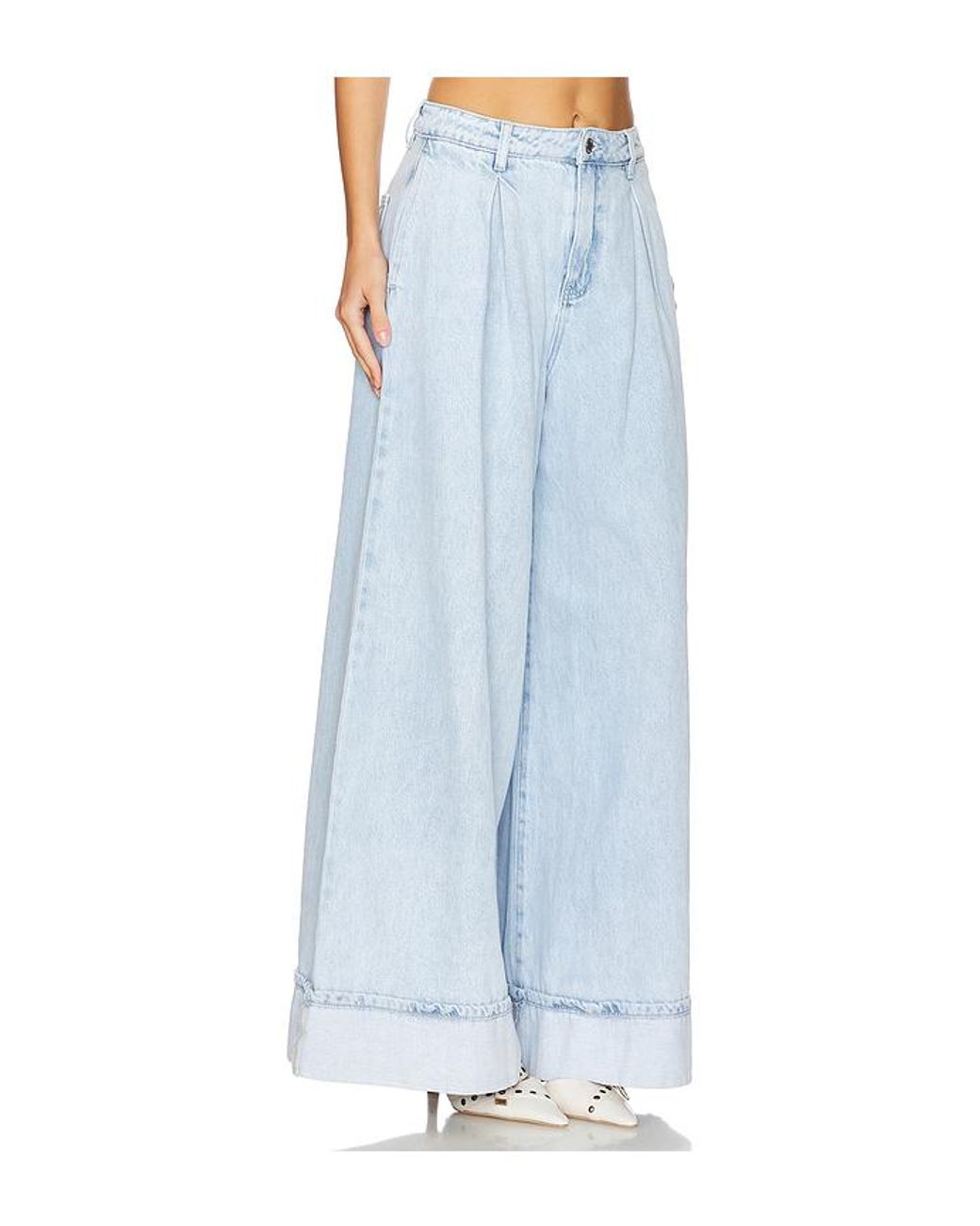 WeWoreWhat Blue Pleated Wide Leg Jeans