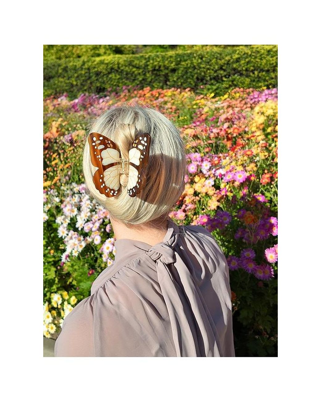 Solar Eclipse Brown Hand-Painted Boho Monarch Claw Hair Clip
