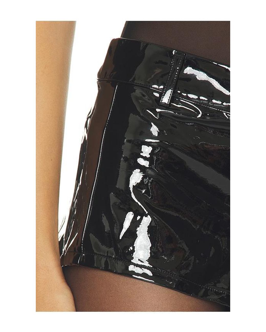 superdown Black Maisie Faux Patent Leather Short