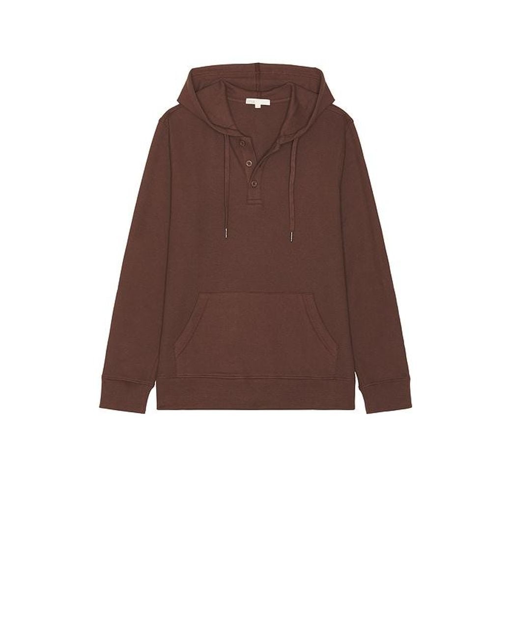 Onia Brown Waffle Half Button Hoodie for men