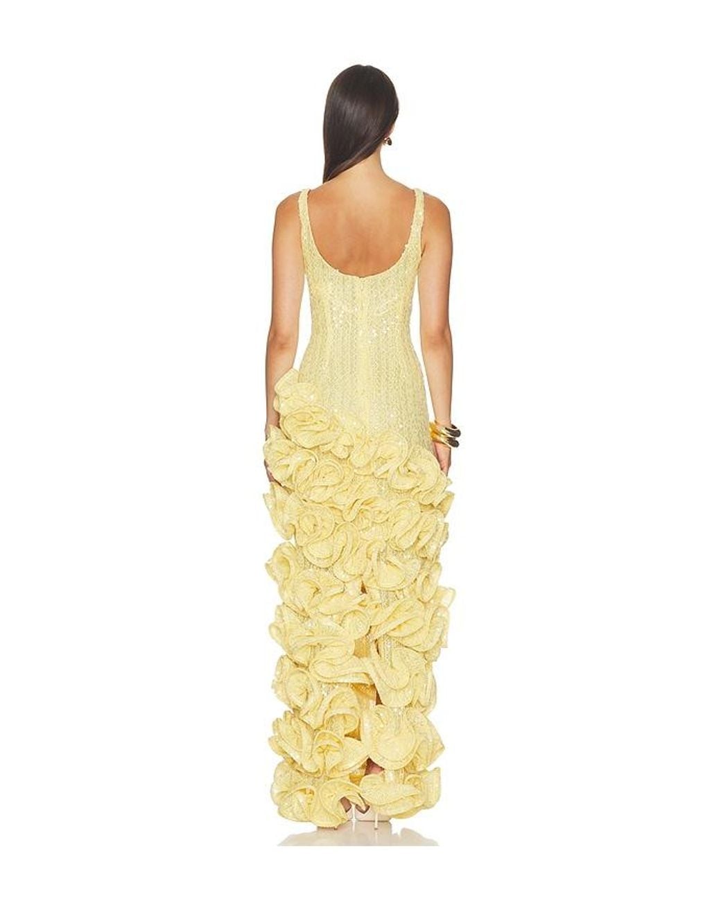 PATBO Metallic Lara Crochet Ruffle Midi Dress