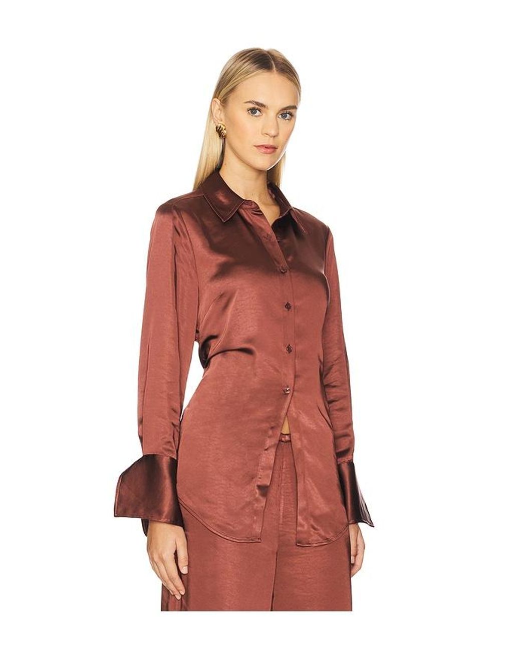 Simon Miller Red Loch Satin Button Up