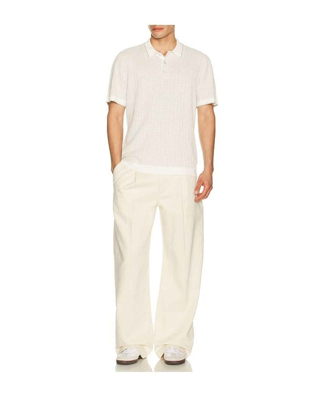 Rag & Bone White Harvey Rib Polo for men