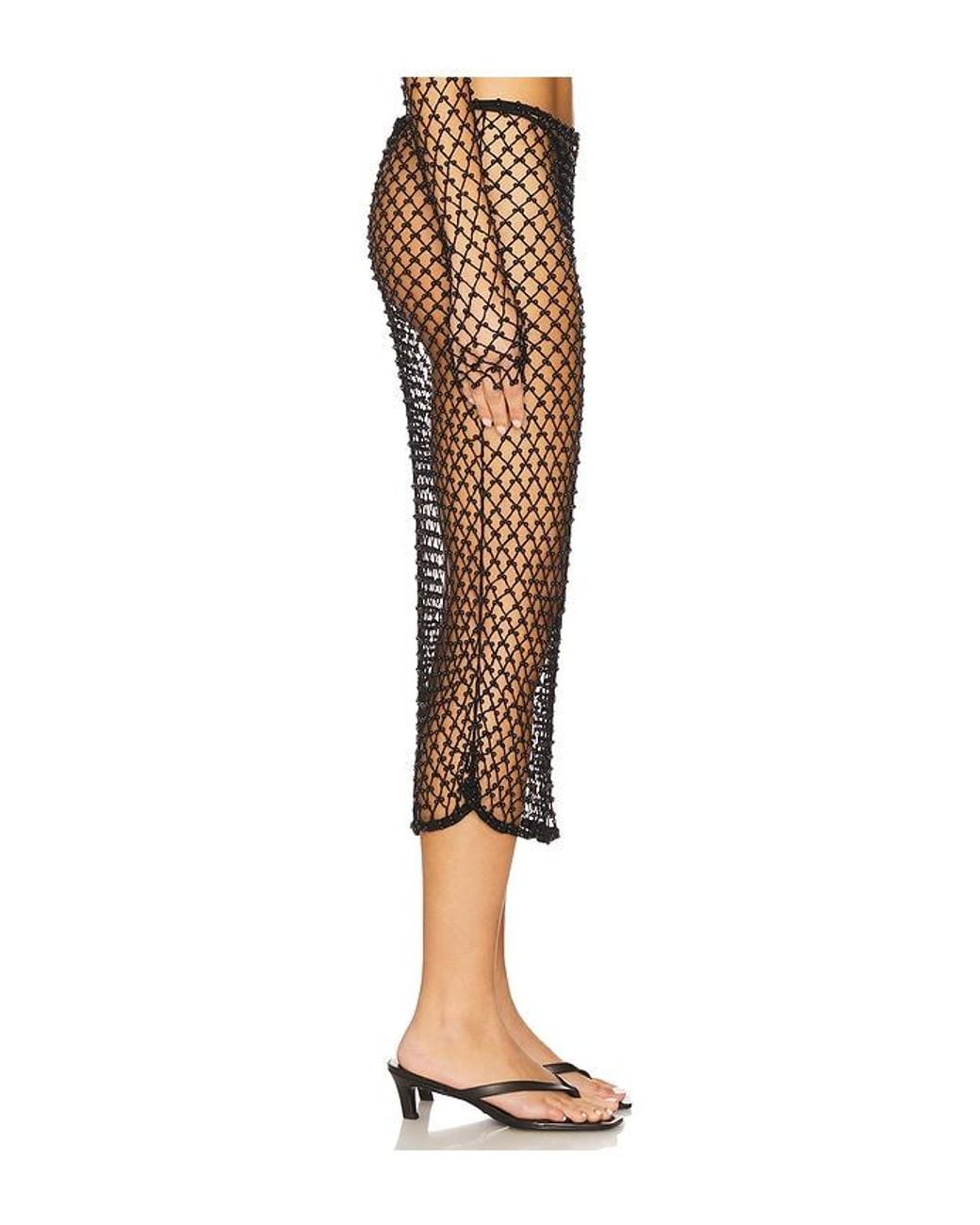 Lovers + Friends Black Marnnie Beaded Crochet Skirt