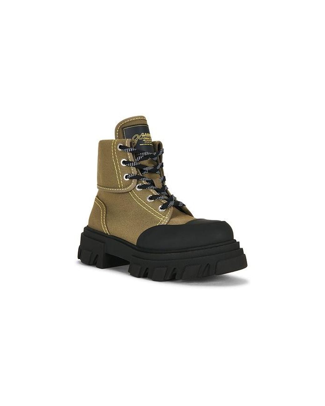 Ganni Green Cleated Canvas Trail Boot
