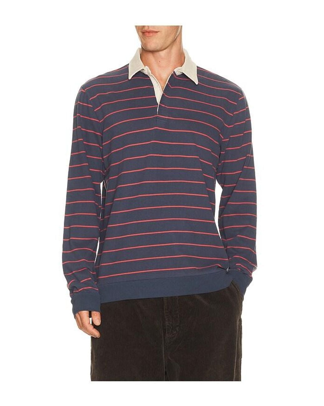 Marine Layer Blue Sueded Rugby Polo for men