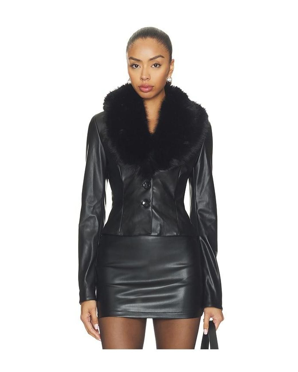superdown Black Madalynn Faux Leather Blazer
