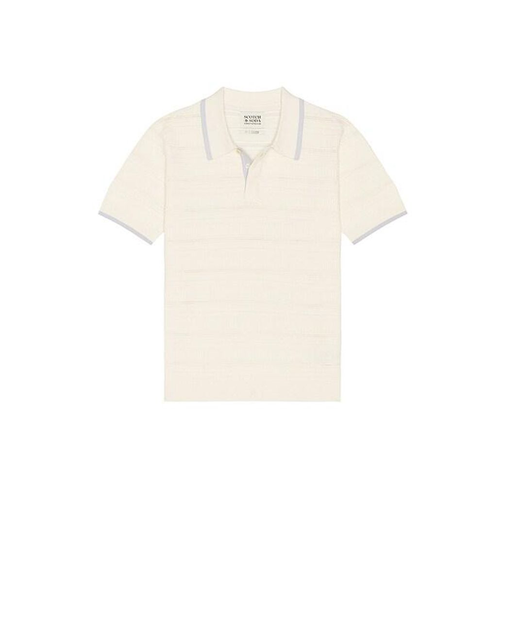 Scotch & Soda White Structured Knitted Regular Fit Polo for men