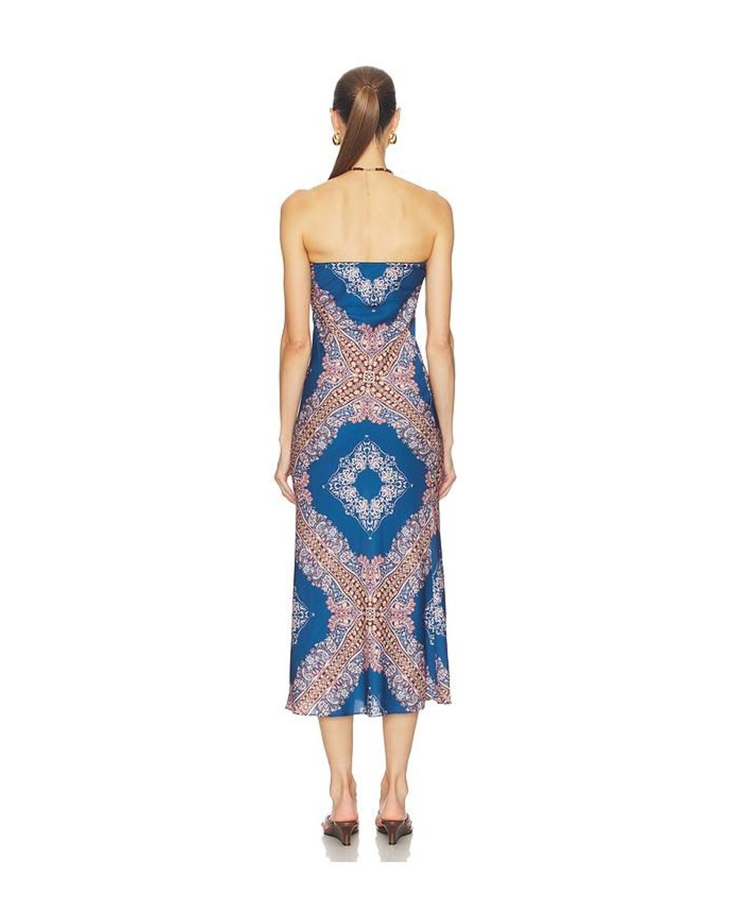 MISA Los Angles Blue Thara Midi Dress