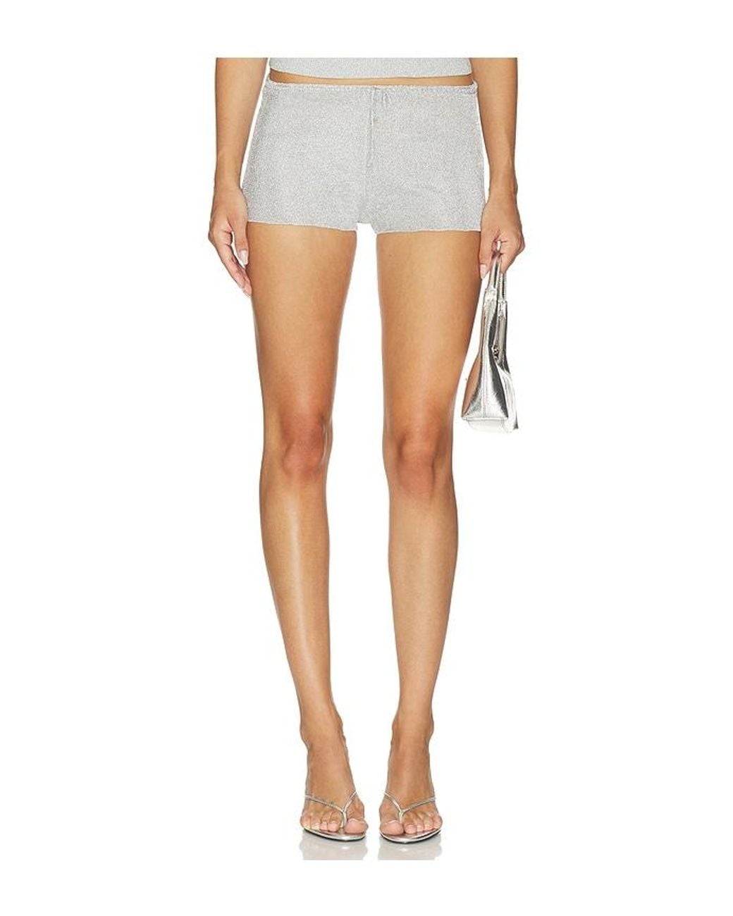 GUIZIO White Relaxed Metallic Short