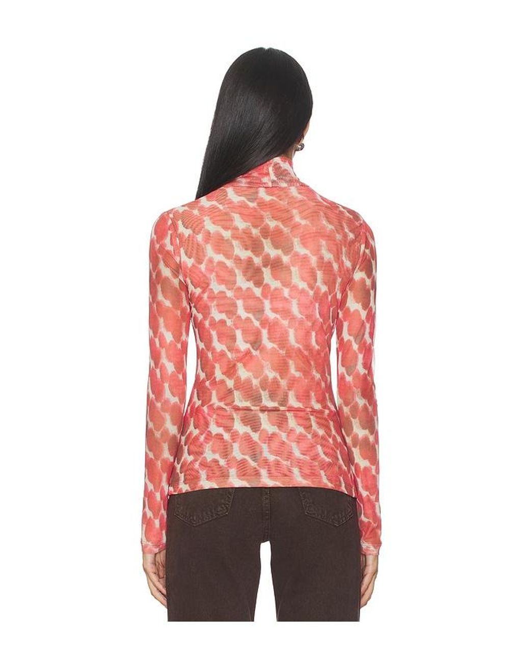 Bardot Red Alba Long Sleeve Mesh Top