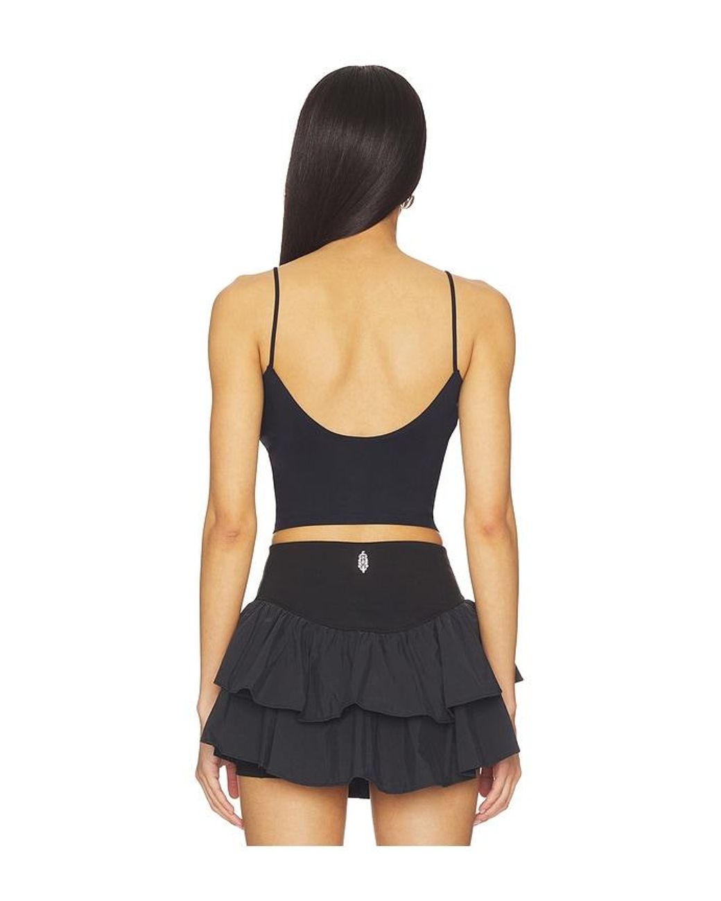 Free People Black Round Two Skinny Strap Tank