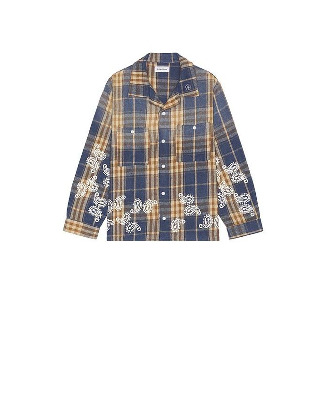 Ryoko Rain Blue Plaid Paisley Flannel for men