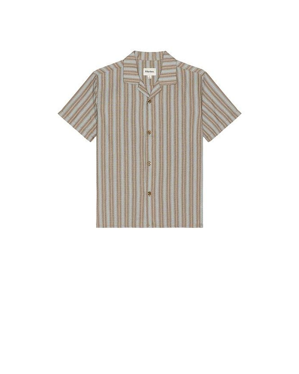 Rhythm Brown Vacation Stripe Shirt for men