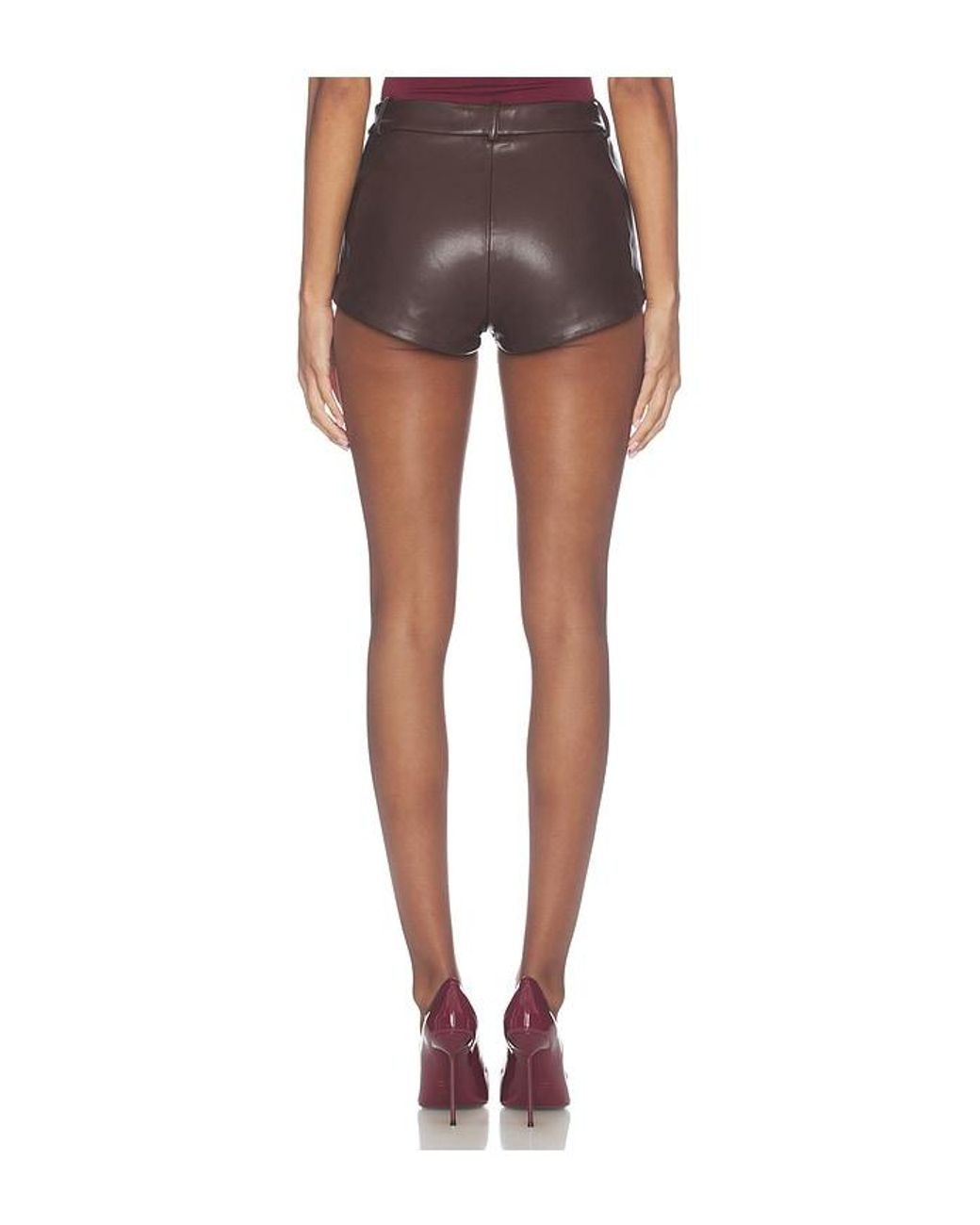 Lovers + Friends Brown X Hannah Lizzy Delaney Faux Leather Micro Short