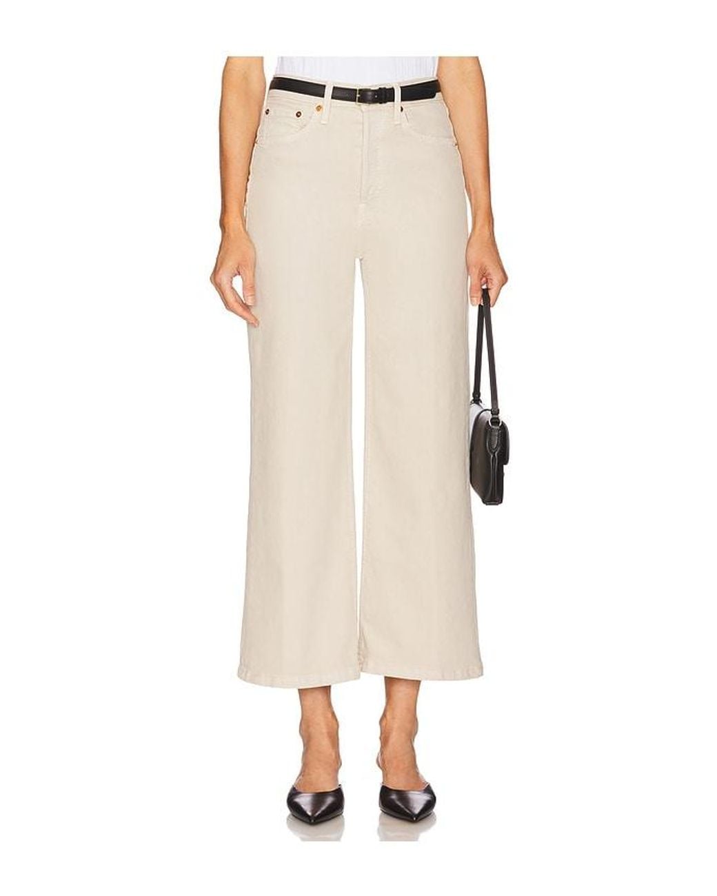 Re/done Natural High Rise Wide Leg Crop Jeans
