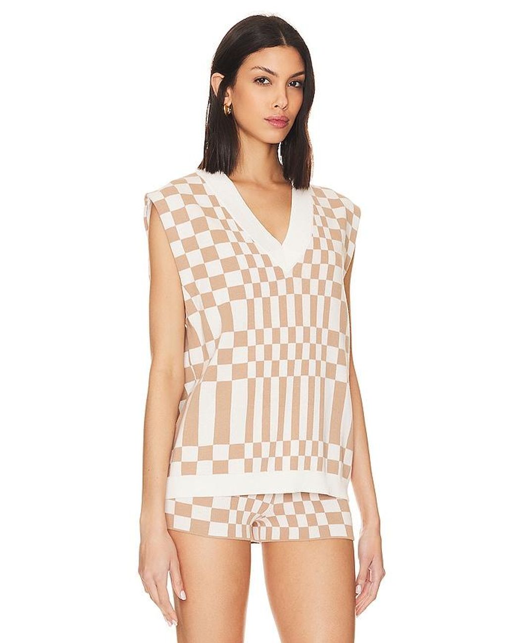 Lovers + Friends White Carice Checkered Vest