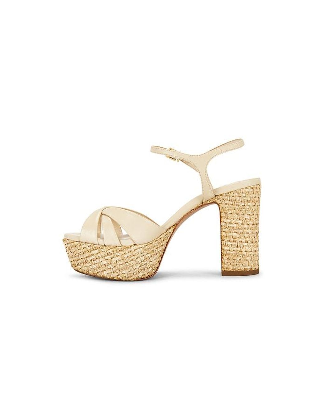 SCHUTZ SHOES White Keefa Raffia Platform Sandal